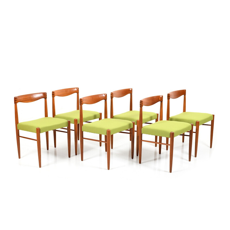 Suite de 6 chaises à repas en teck par Henry W. Klein pour Bramin - 1960