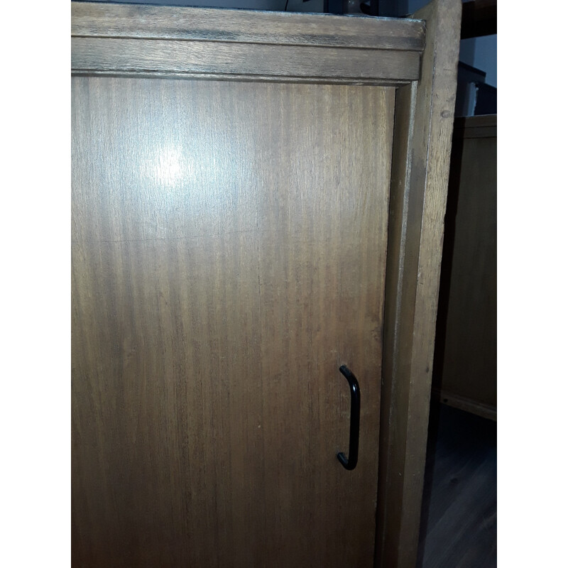 Credenza vintage con piano in laminato nero di Pierre Guariche, 1950