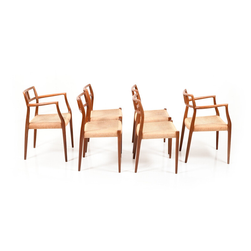 Set of 6 dining chairs in teak by Niels O. Moller - 1960s