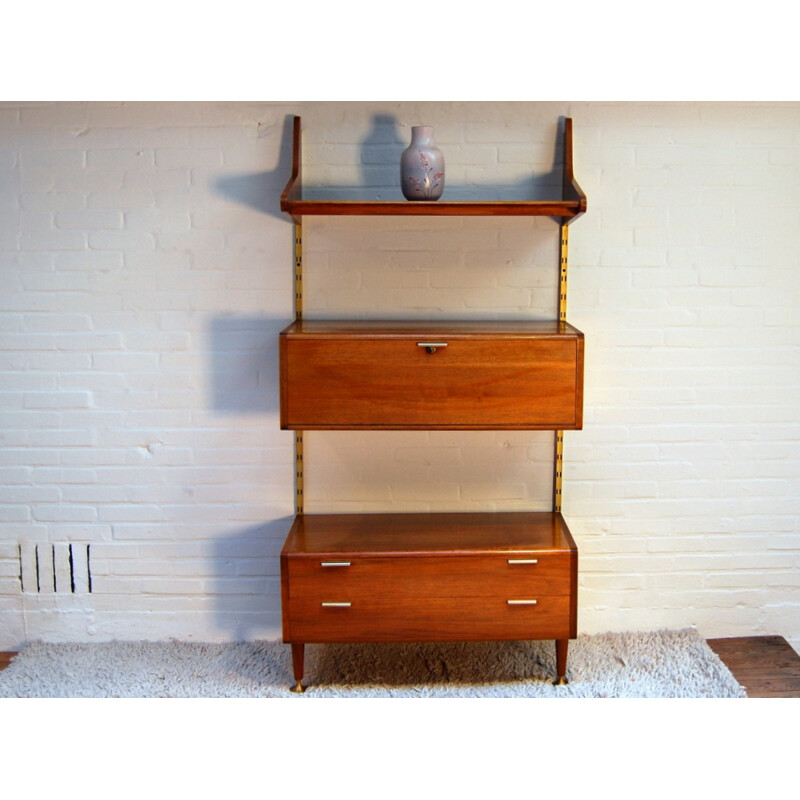 Wall bookcase in rosewood, A.PATIJN - 1950s