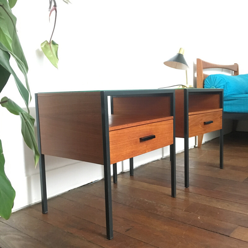 Set of 2 Vintage teak bedside table - 1960s