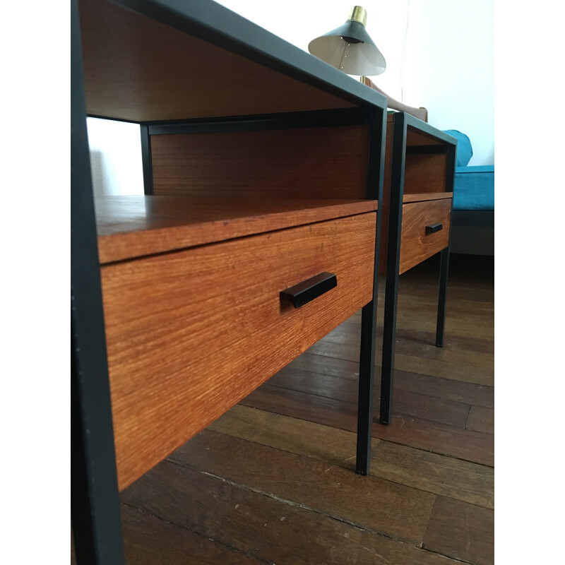 Suite de 2 Tables Vintage de chevet en teck - 1960