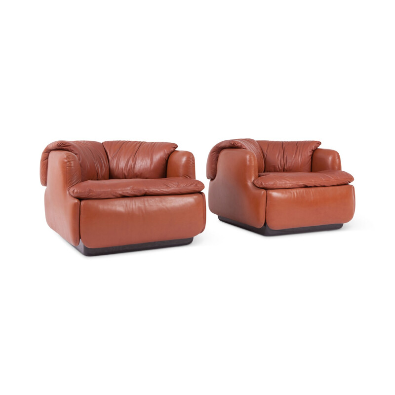 Suite de 2 fauteuils club vintage par Alberto Rosselli - 1970