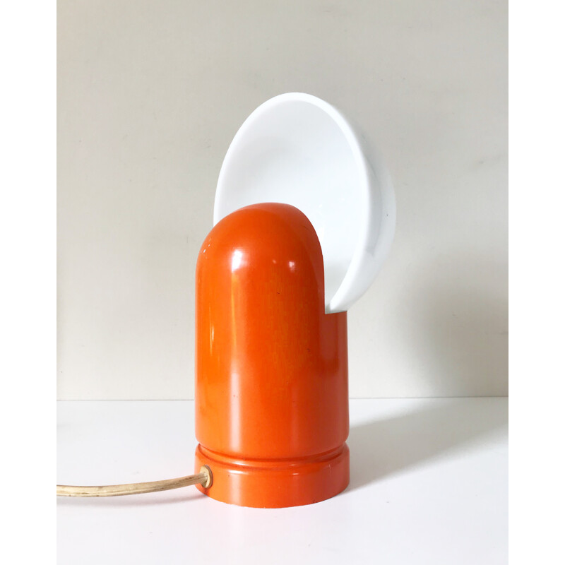 Lámpara italiana vintage de aluminio naranja - 1970