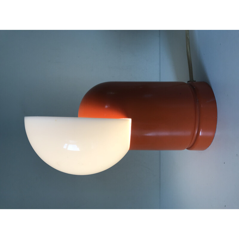 Vintage Italian orange lamp in aluminum - 1970s