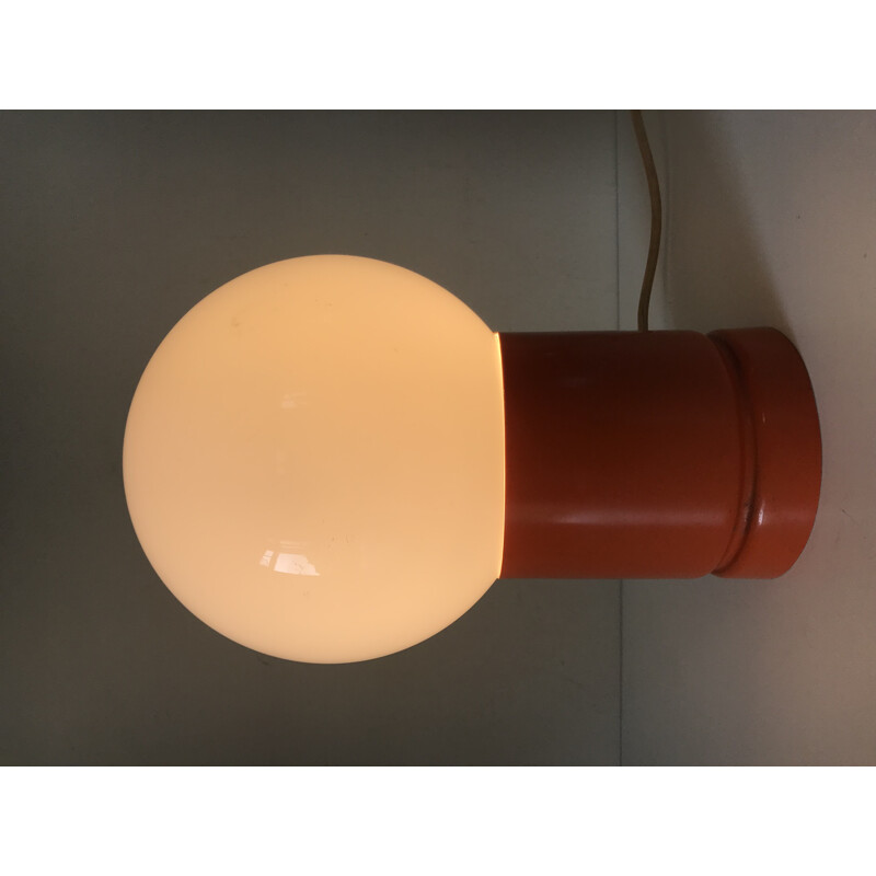 Vintage Italian orange lamp in aluminum - 1970s