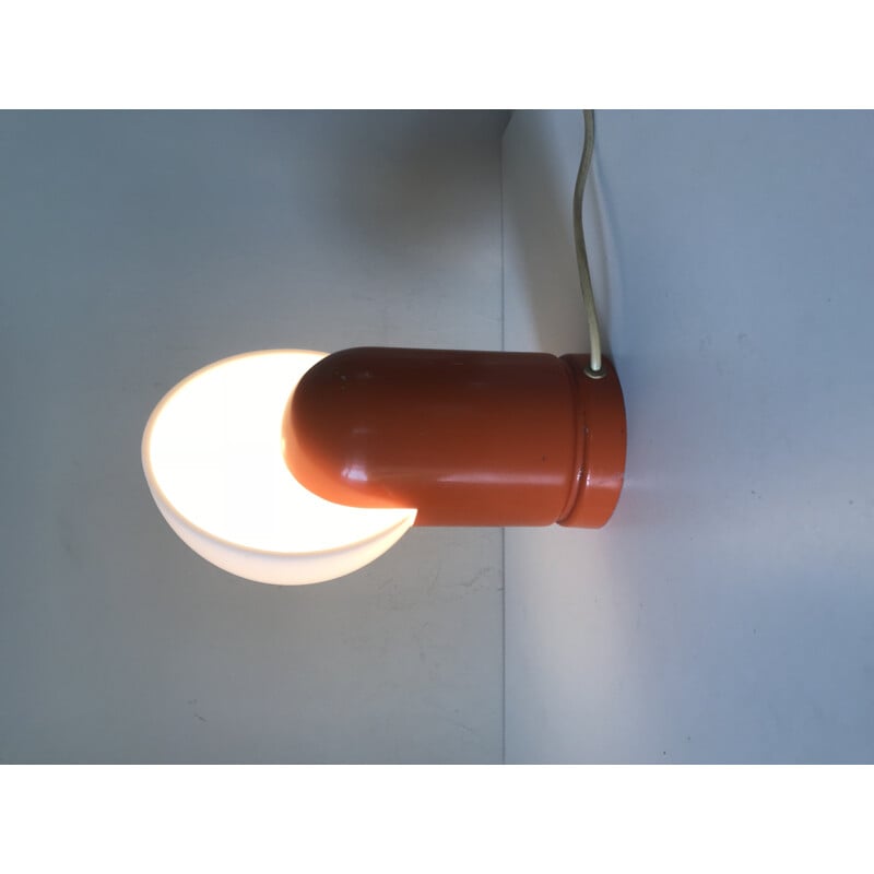 Vintage Italian orange lamp in aluminum - 1970s