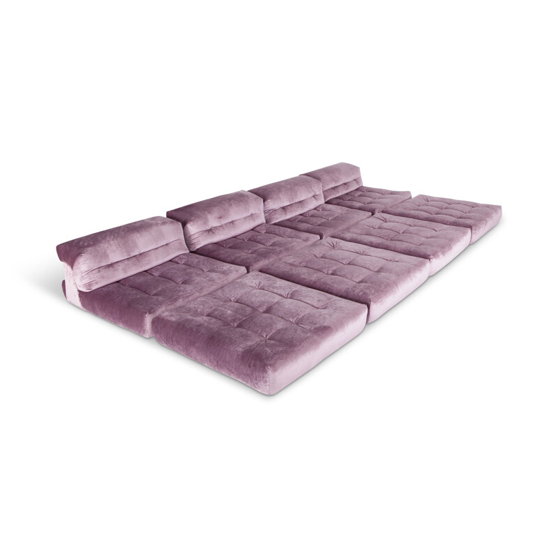 Vintage modular sofa in purple velvet by Roche Bobois - 1970s