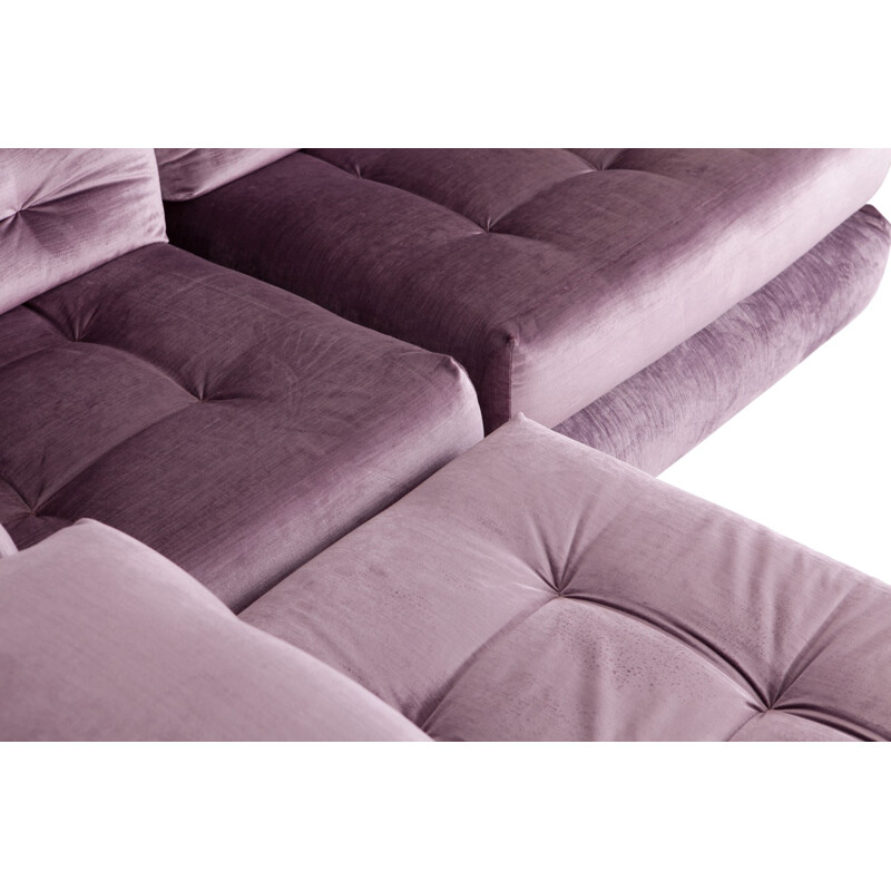 Vintage modular sofa in purple velvet by Roche Bobois - 1970s