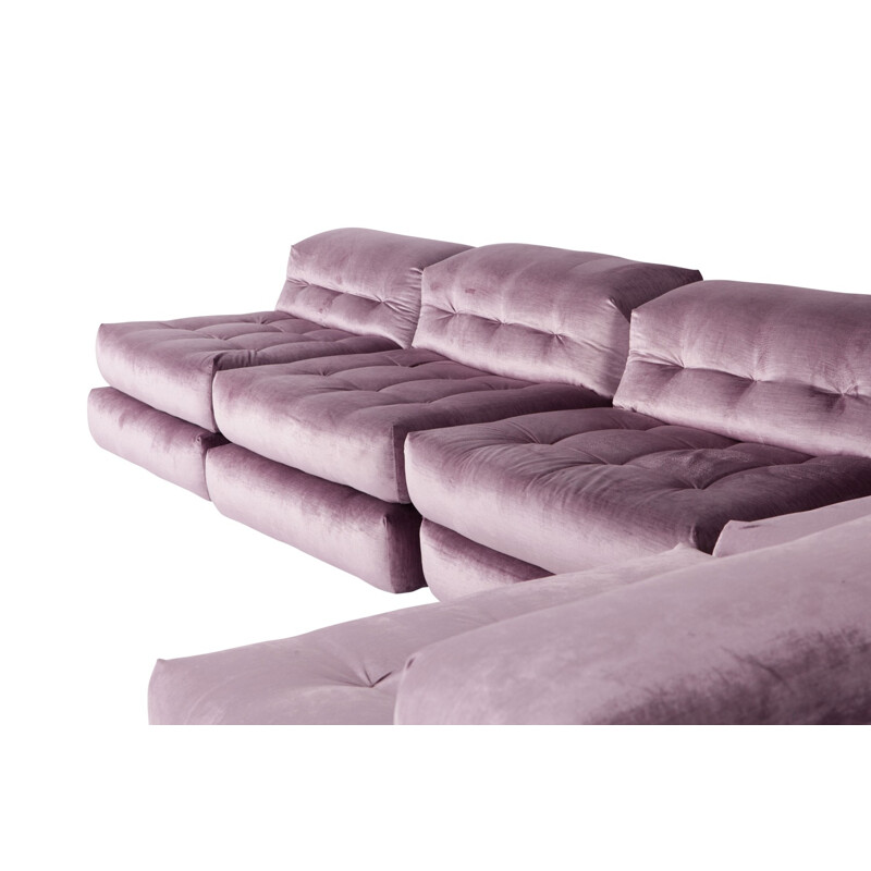 Vintage modular sofa in purple velvet by Roche Bobois - 1970s
