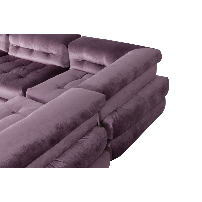 Vintage modular sofa in purple velvet by Roche Bobois - 1970s