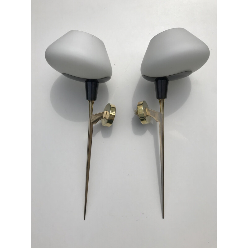 Set of 2 vintage wall lamps for Maison Arlus - 1960s