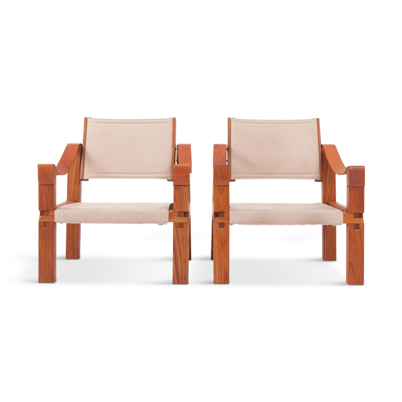 Set of 2 vintage S10 armchairs by Pierre Chapo - 1960s