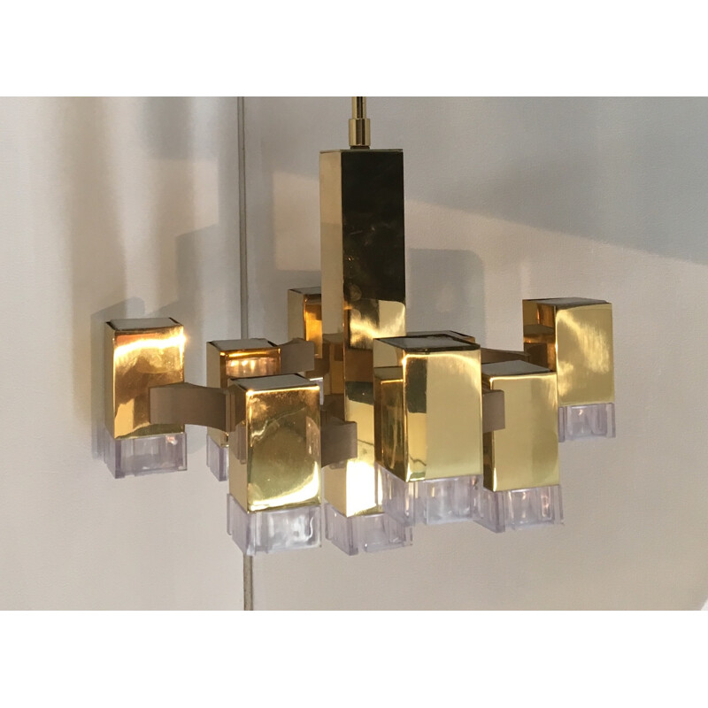 Vintage chandelier by Gaetano Sciolari - 1970s