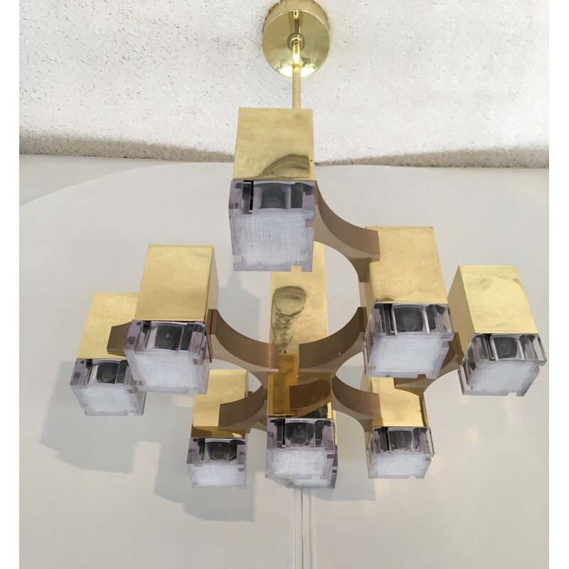 Vintage chandelier by Gaetano Sciolari - 1970s