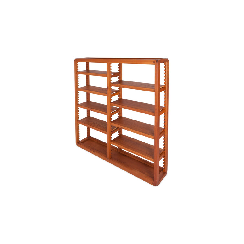 Vintage modular bookcase in elm by Pierre Chapo - 1960s