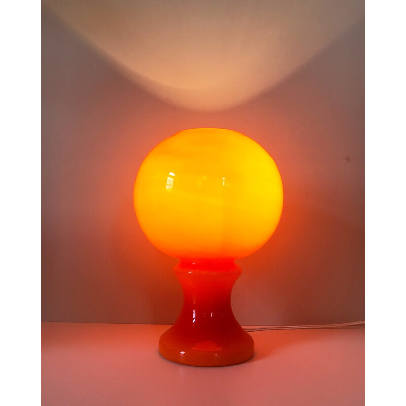 Vintage orange lamp in opaline by Ingo Maurer - 1970s