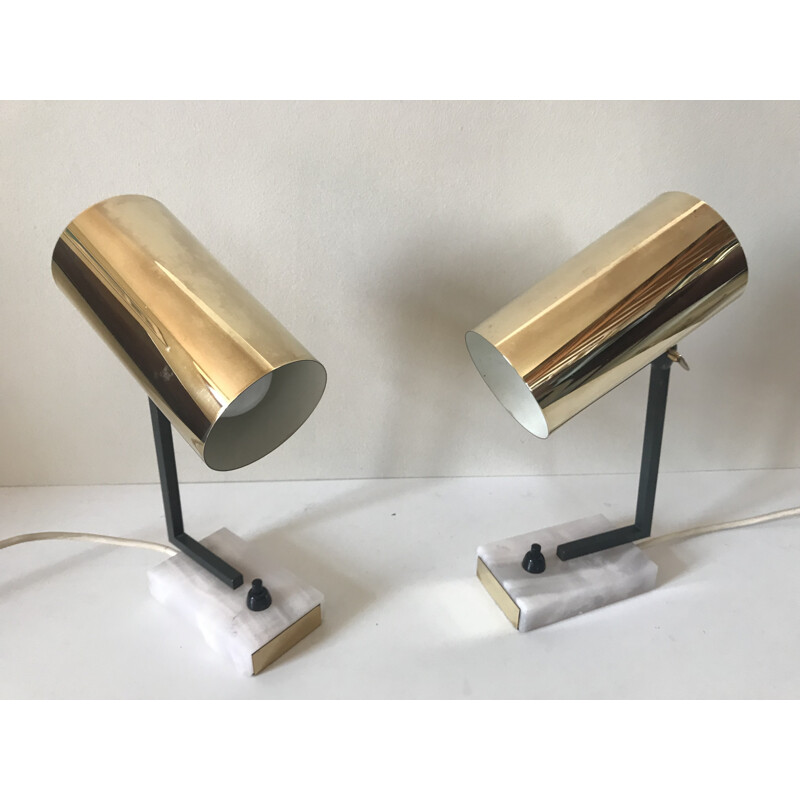 Pair of vintage brass lamps - 1960s
