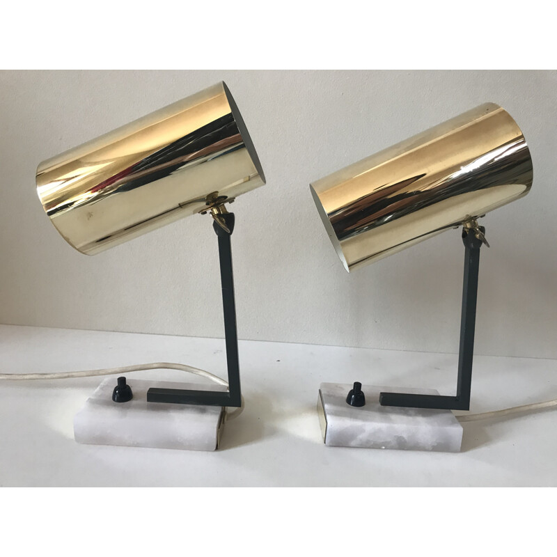 Pair of vintage brass lamps - 1960s