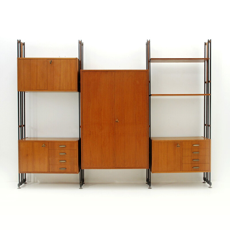 Italian vintage teak wall unit - 1950s