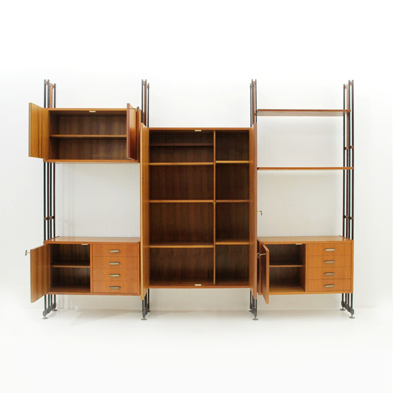 Italian vintage teak wall unit - 1950s