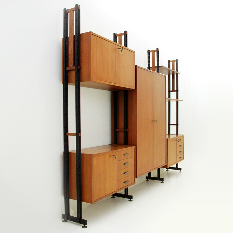 Italian vintage teak wall unit - 1950s