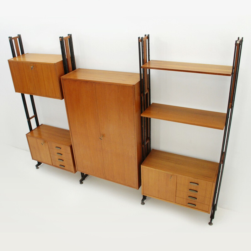 Italian vintage teak wall unit - 1950s