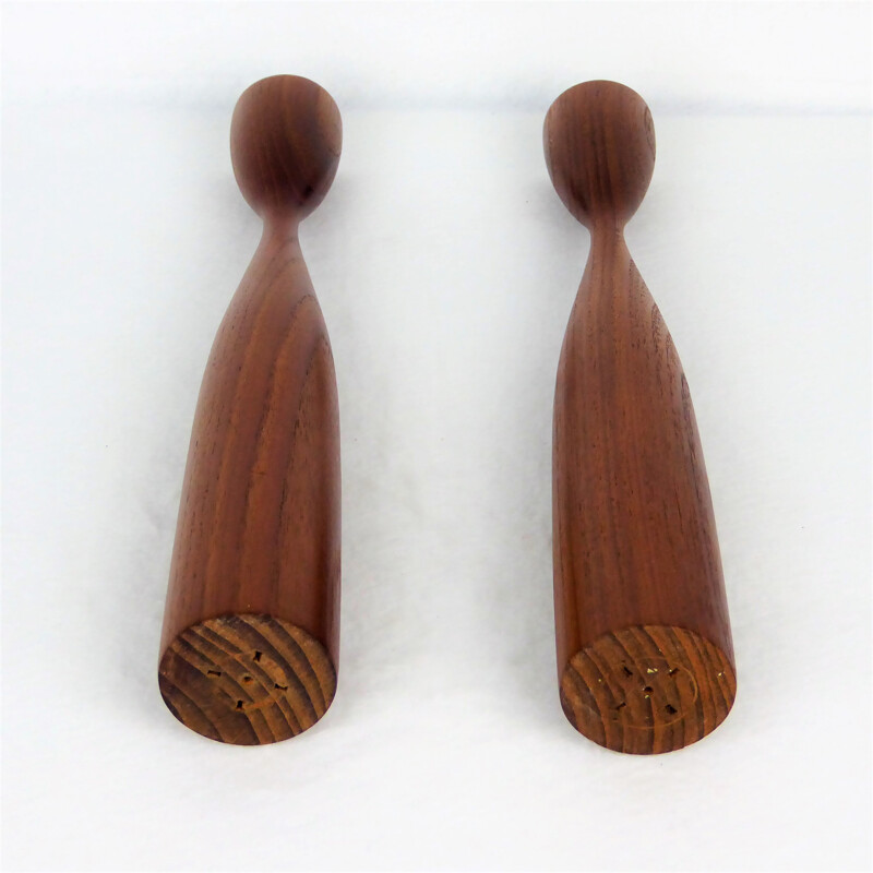 Pair of Scandinavian teak candlesticks - 1960s 