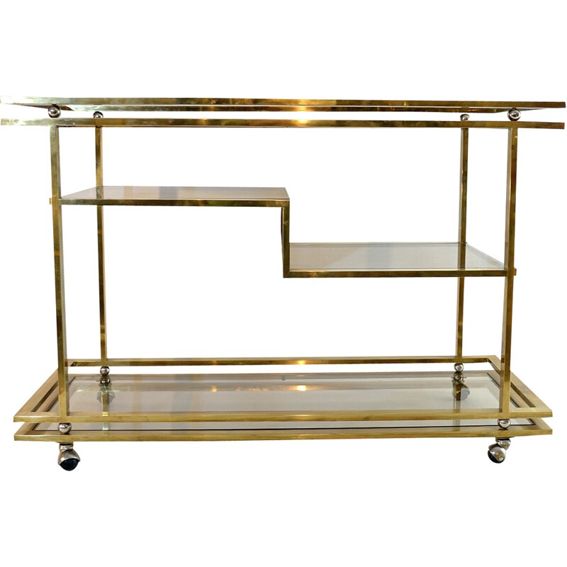 Vintage Large Four-Tiered Bar Cart in Brass - 1970s