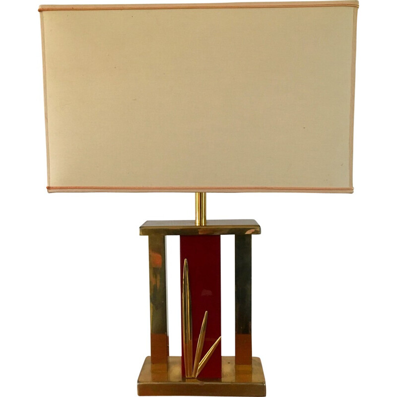 Vintage burgundy lacquered metal lamp by Louis Drimmer - 1970s