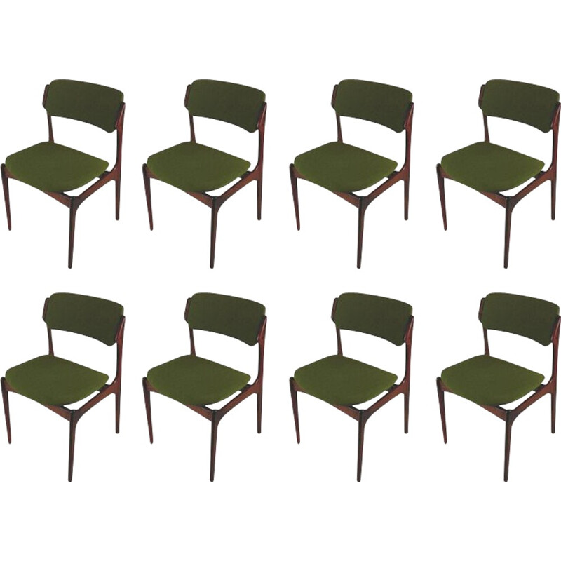 Suite de 8 chaises modèle 49 en palissandre par Erik Buch - 1960