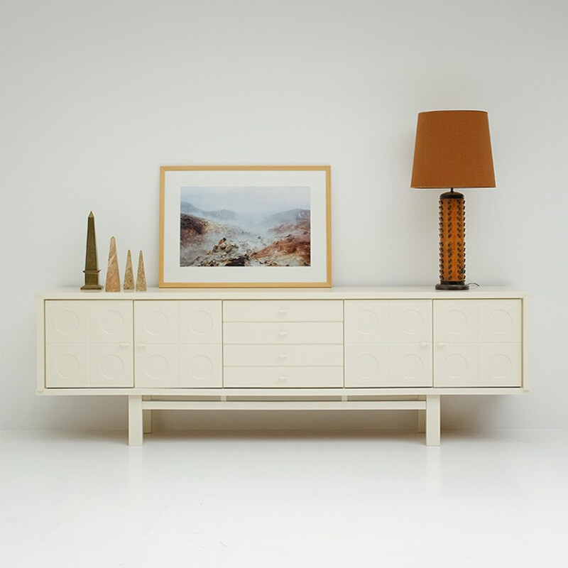 Vintage cream colored brutalist sideboard - 1970s