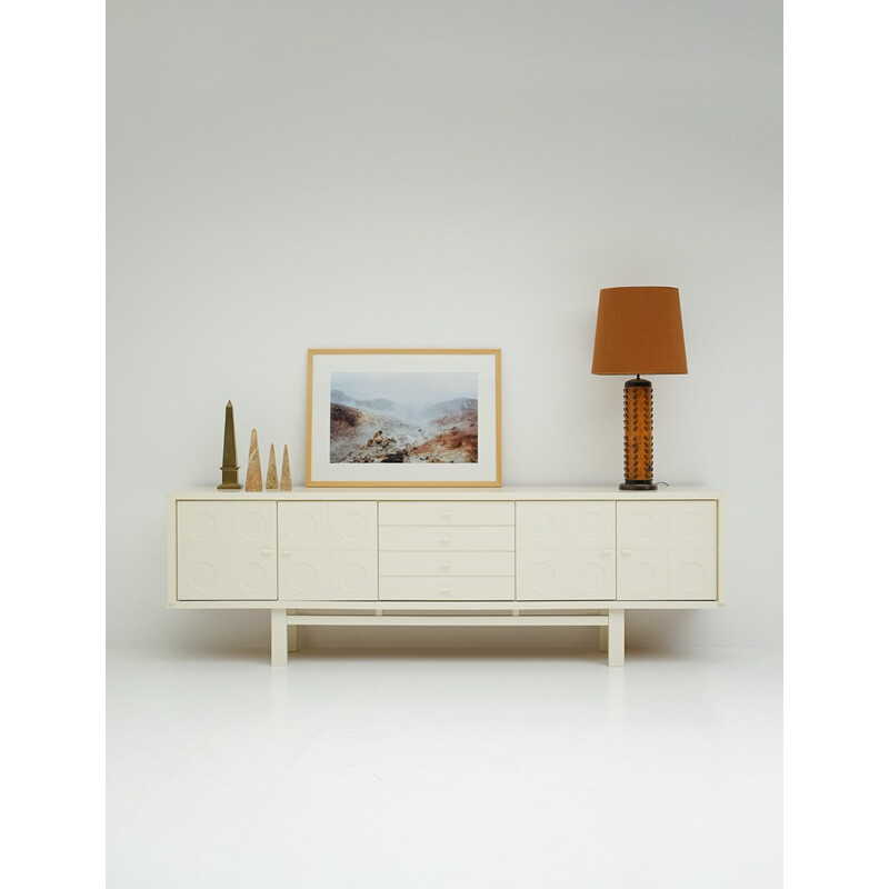 Vintage cream colored brutalist sideboard - 1970s