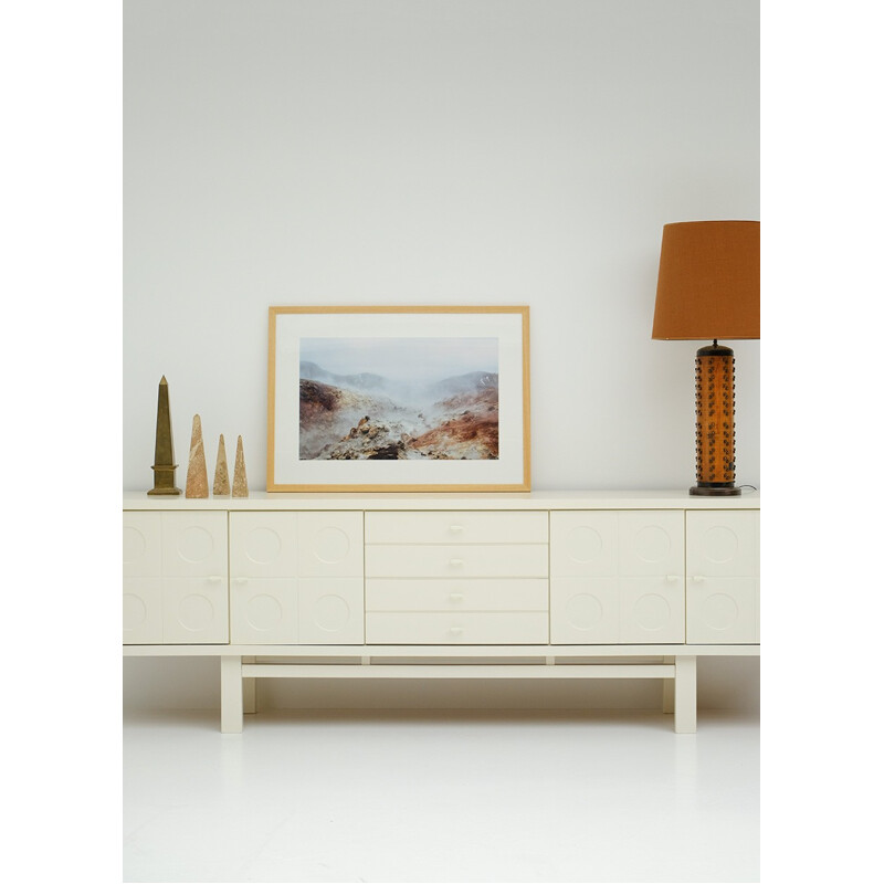 Vintage cream colored brutalist sideboard - 1970s