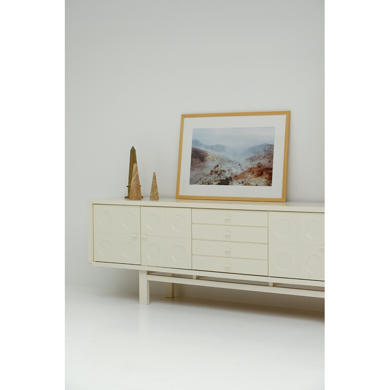 Vintage cream colored brutalist sideboard - 1970s