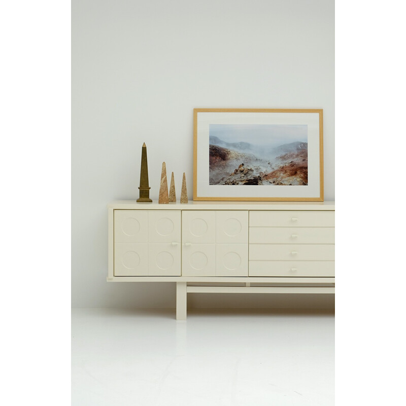 Vintage cream colored brutalist sideboard - 1970s