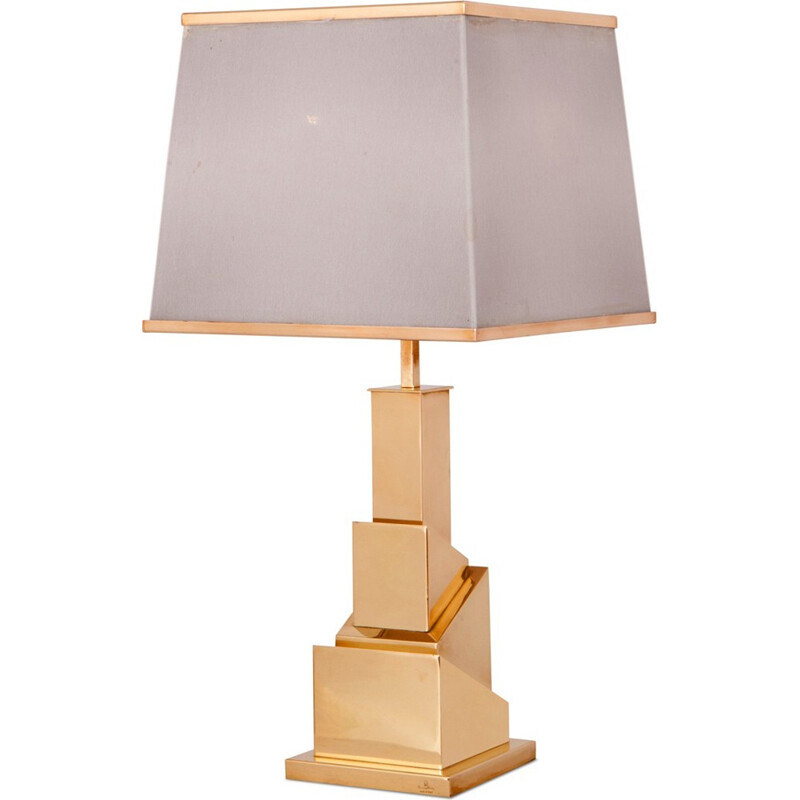 Vintage "Skyscraper" table lamp in brass by Romeo Rega - 1970s