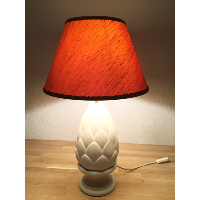 Lampe vintage "Pomme de pin" en porcelaine par Luneville - 1970