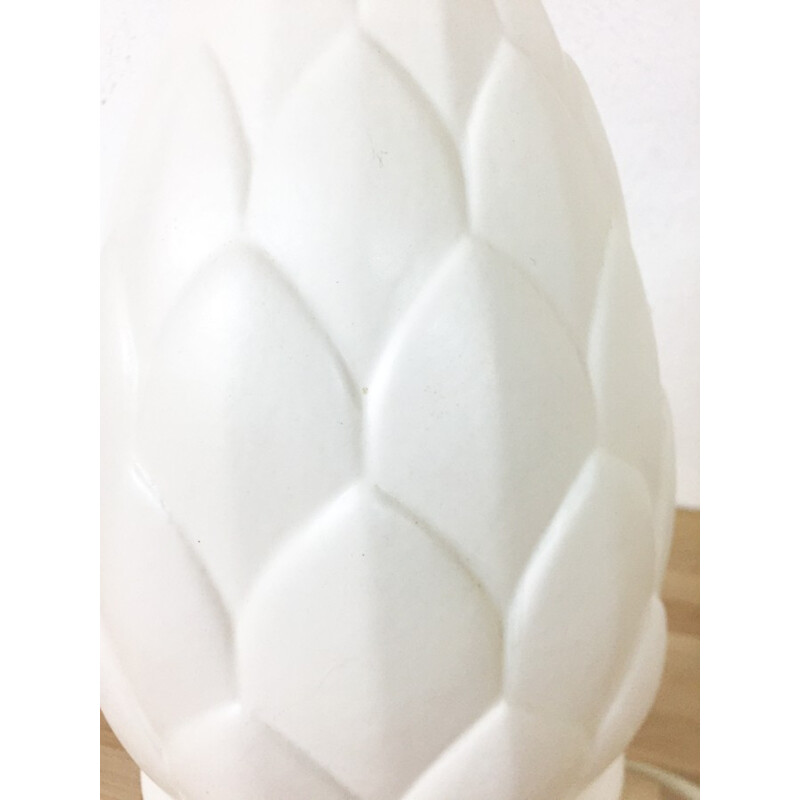 Vintage white "Pine cone" lamp of porcelain by Luneville - 1970s