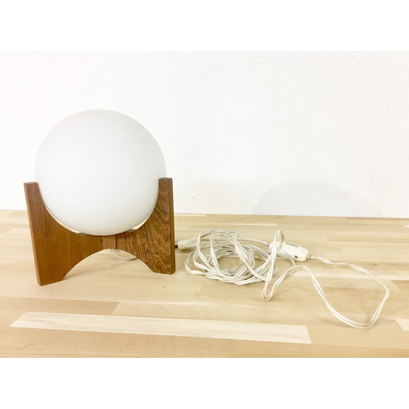 Lampe vintage boule scandinave en teck - 1970