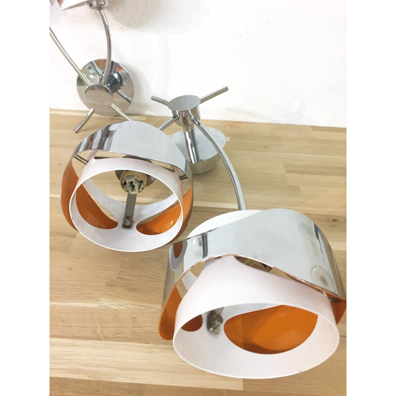 Vintage set of 4 double wall lamps - 1970s