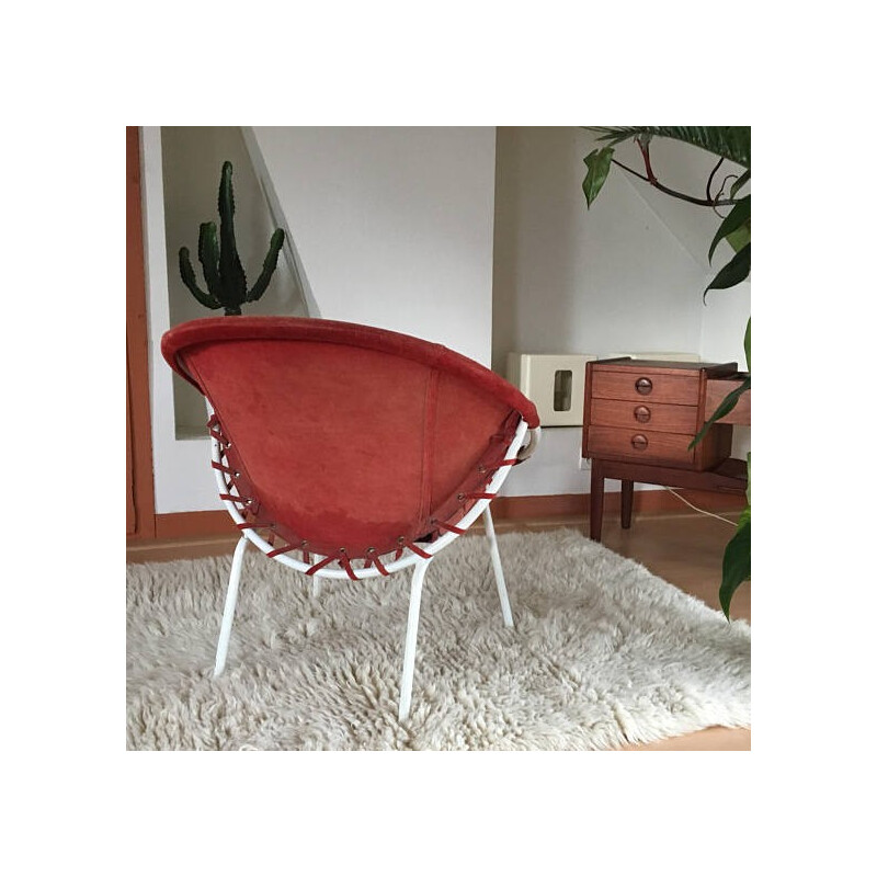 Vintage armchair in leather for Lusch - 1970s