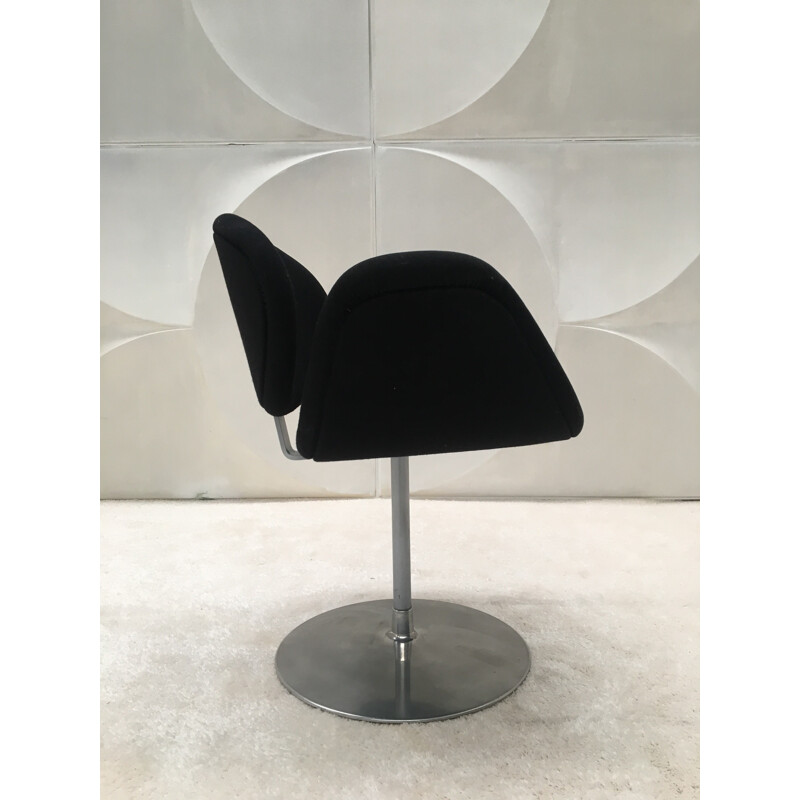 Vintage black Tulip armchair by Pierre Paulin for Artifort - 1950s