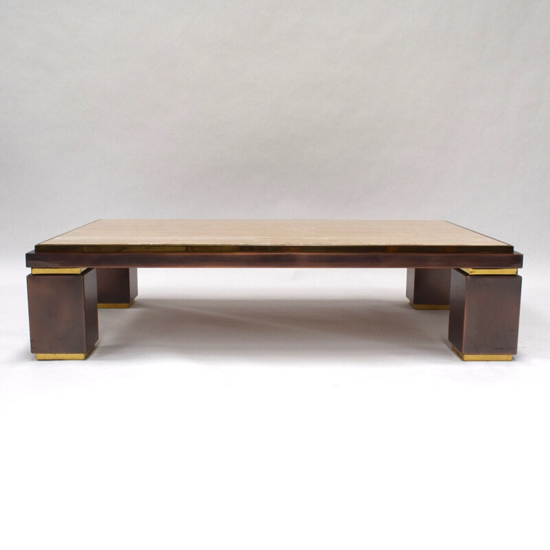Vintage coffee table in travertine for Belgo Chrom - 1970s