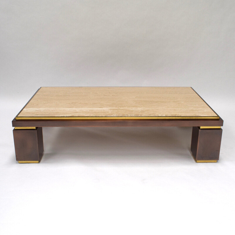 Vintage coffee table in travertine for Belgo Chrom - 1970s