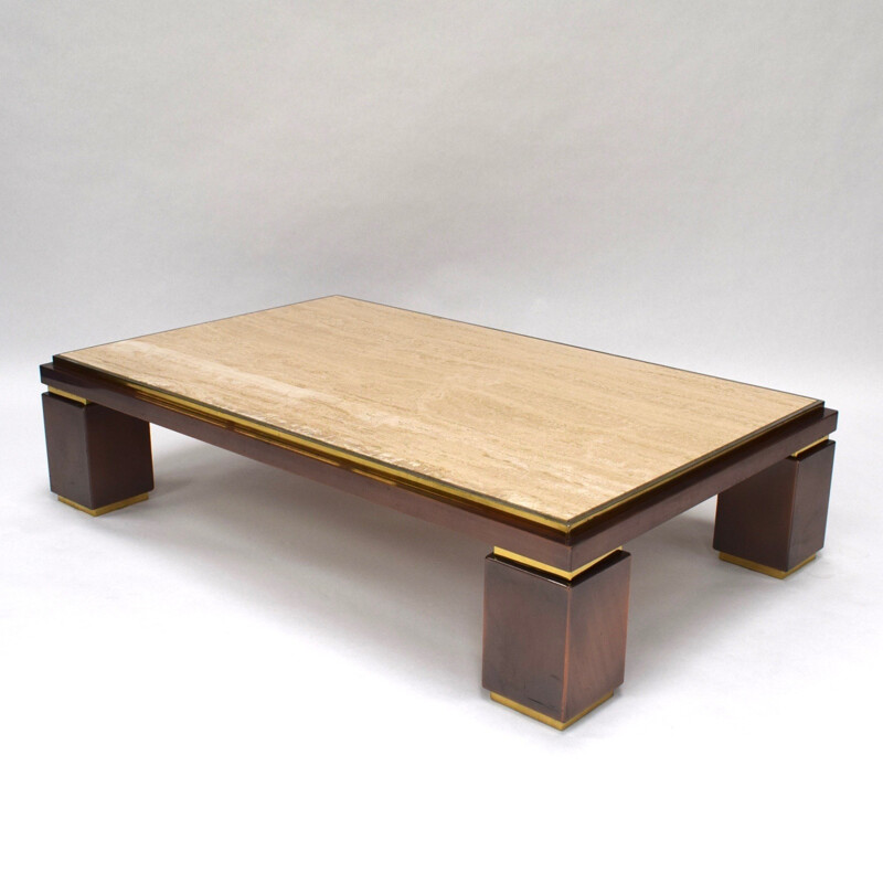 Vintage coffee table in travertine for Belgo Chrom - 1970s