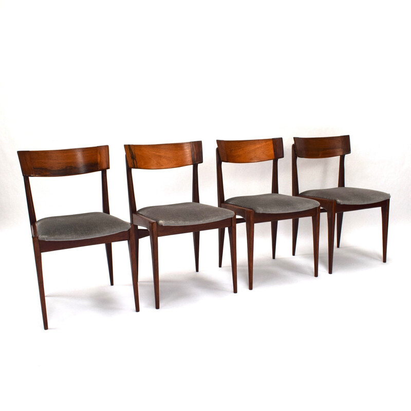 Suite de 4 chaises à repas scandinaves en palissandre - 1950