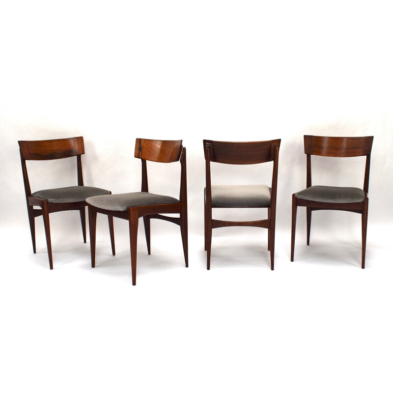 Set of 4 Scandinavian dining chairs in rosewood - 1950s