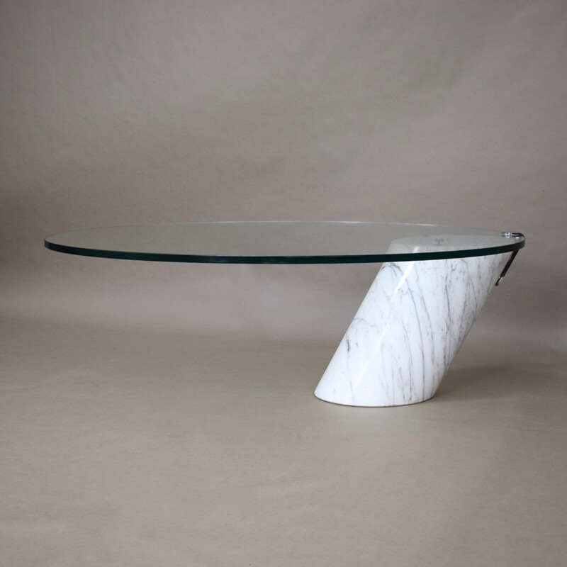 Table basse italienne vintage en marbre de Carrare - 1970