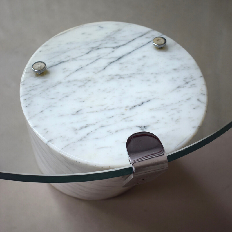 Table basse italienne vintage en marbre de Carrare - 1970